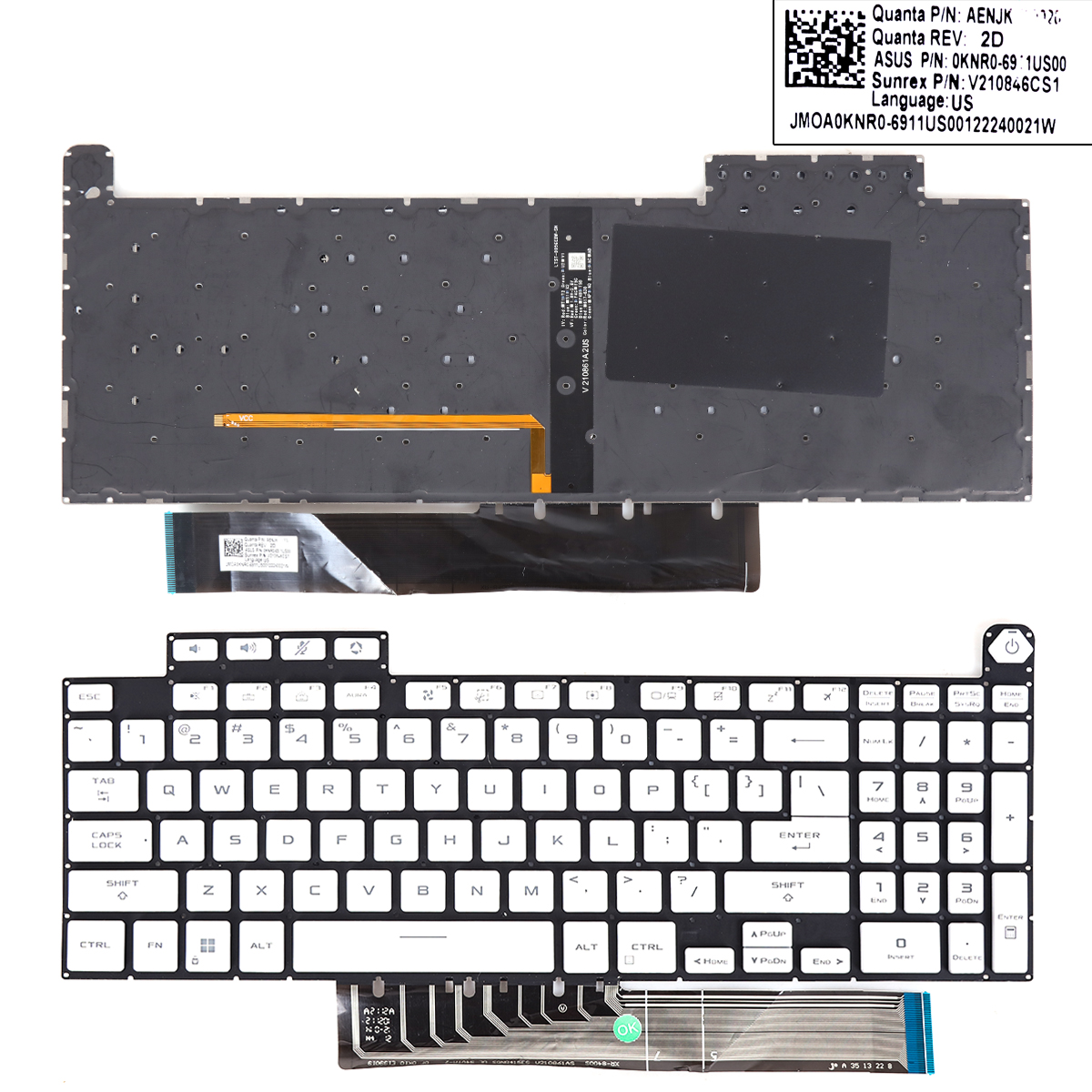 Picture of New Replacement Laptop Keyboard For ASUS TUF Gaming F15 A15 F17 A17 FX507 FX507Z FA507 FA507R FX517 FX517Z FX707 FX707Z FA707 FA707R WHITE(RGB WIN8) US Layout
